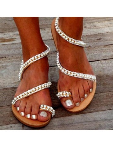 Women Large Size Casual Rivet Strappy Flat Sandals