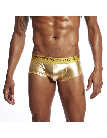 Mens Shinning Sexy Underwear Ballroom Smooth With Pouch Solid Color Boxer Briefs