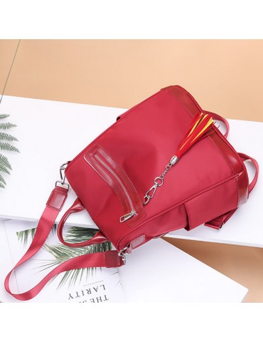 Women Nylon Waterproof Multi-function Backpack Outdoor Travel Tassel Shoulder Bags