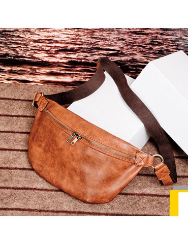 Vintage PU Leather Casual Sling Bag Waist Bag Crossbody Bag For Men